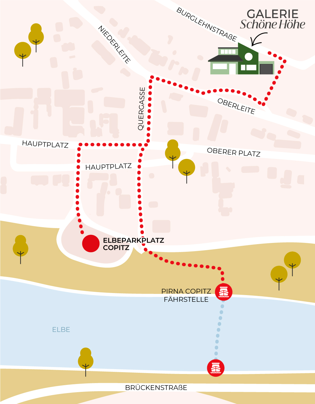 Anfahrtskarte mit Parkmöglichkeiten